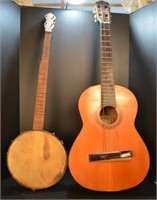 Vintage Banjo and Montaya Guitar