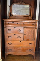 Unique Antique Ladies Walnut Dresser with Mirror