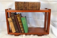 Wooden Bookshelf with 4 Bibles and more