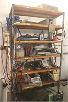 Commercial shelving unit with contents