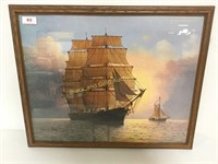 Beautiful painting of 2 ships on the open sea