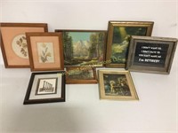 Assorted framed pictures and images