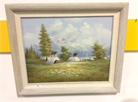 Framed canvas of Teepees in a meadow