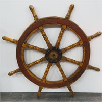 Old 40" SHIP CAPTAINS WHEEL w/ Solid Brass HUB