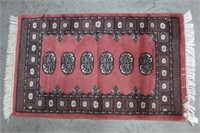 Hand Woven Pink Oriental Area Rug with Fringe