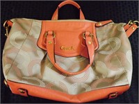 Tan & Orange Coach Hand Bag