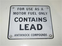 Contains Lead Antiknock Compounds Porcelain Sign