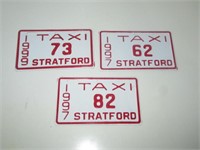 Lot of 3 Stratford Ontario Taxi License Plates