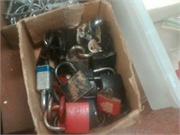 Box lot of locks with keys