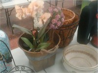 metal basket with fake plants
