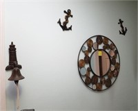 DECORATIVE MIRROR, LIGHTHOUSE BELL, 2 ANCHORS