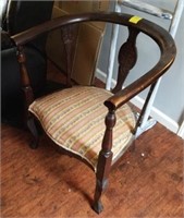 ANTIQUE BARREL BACK SLIPPER CHAIR AND BUTLER STAND