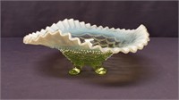 Yellow opalescent footed bowl