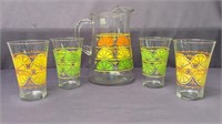 Vintage Libbey Glassware Pitcher with 4 glasses