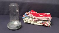 Vintage Kitchen Towels, fruit jar, and Stan Home