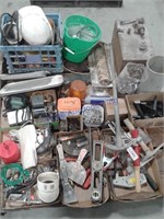 Pallet- pipe bender,milk crate, misc tools