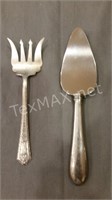 Sterling Silver Fork and Handle of Server