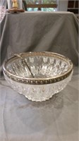 Punch Bowl with Silverplated Rim and Ladle