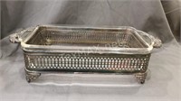 Silverplate Footed Glass Bread Dish & Rack