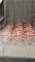 (9)  Vintage Kings Crown Cranberry Sherbet Dishes