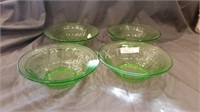 (4) Colonial Fluted Green Rope Depression Bowls