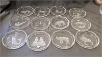 (12) Tiffany & Co. V.S.I. Zodiac Glass Coasters