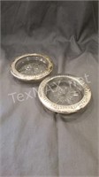 (2) Sterling a Rimmed Glass Coasyers
