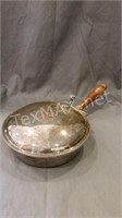 Antique Silver Warming Pan with Hinged Lid