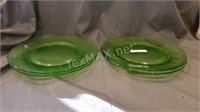 (4) Colonial Fluted Green Rope Plates