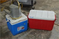 Two Coolers, and Galvanized Watering Can