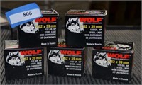 Five Boxes Wolf 7.62 X 39MM Steel Case Ammo