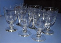 Six Etched Crystal Goblets