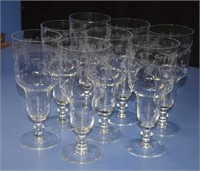 Eight Etched Crystal Goblets