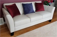 Modern Cream Leather Sofa Couch