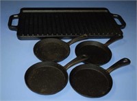 Cast Iron Griddle and Miniature Skillets
