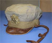 Leather Billed Canvas WWII Airman's Cap With