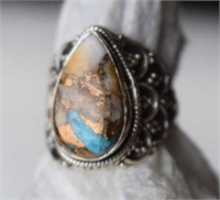Sterling Silver Ring w/ Turquoise & Copper