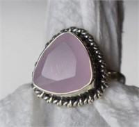 Sterling Silver Ring w/ Pink Quartz