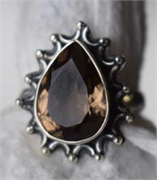 Sterling Silver Ring w/ Smokey Colored Stone