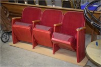 Set of Three Vtg Red Auditorium Theater Seats