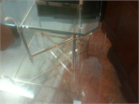 glass top coffee table with matching side table