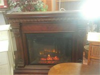 Large wooden fireplace
