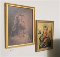 Lot, religious prints and crucifix