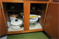 Lot, Contents of 4 kitchen cabinets and 2-drawers,