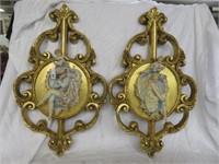 FRENCH STYLE BISQUE FIGURAL WALL HANGINGS