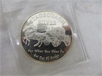 1 TROY OZ. .999 FINE SILVER STAGECOACH COIN