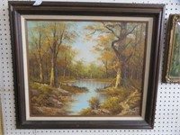 FRAMED OIL ON CANVAS-LANDSCAPE BY DELINO