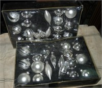 Silver Glass Ornaments 2-boxes