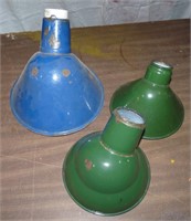 3 Porcelain Enamel Metal Lamp Shades