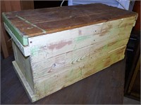 Painted Divided Wooden Trunk w Lid